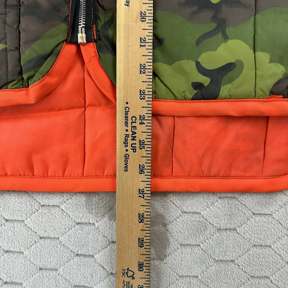 VTG Hunting Vest Reversible Woodland Camo Blaze Orange - Sz L - Simco Zipper - Picture 5 of 14